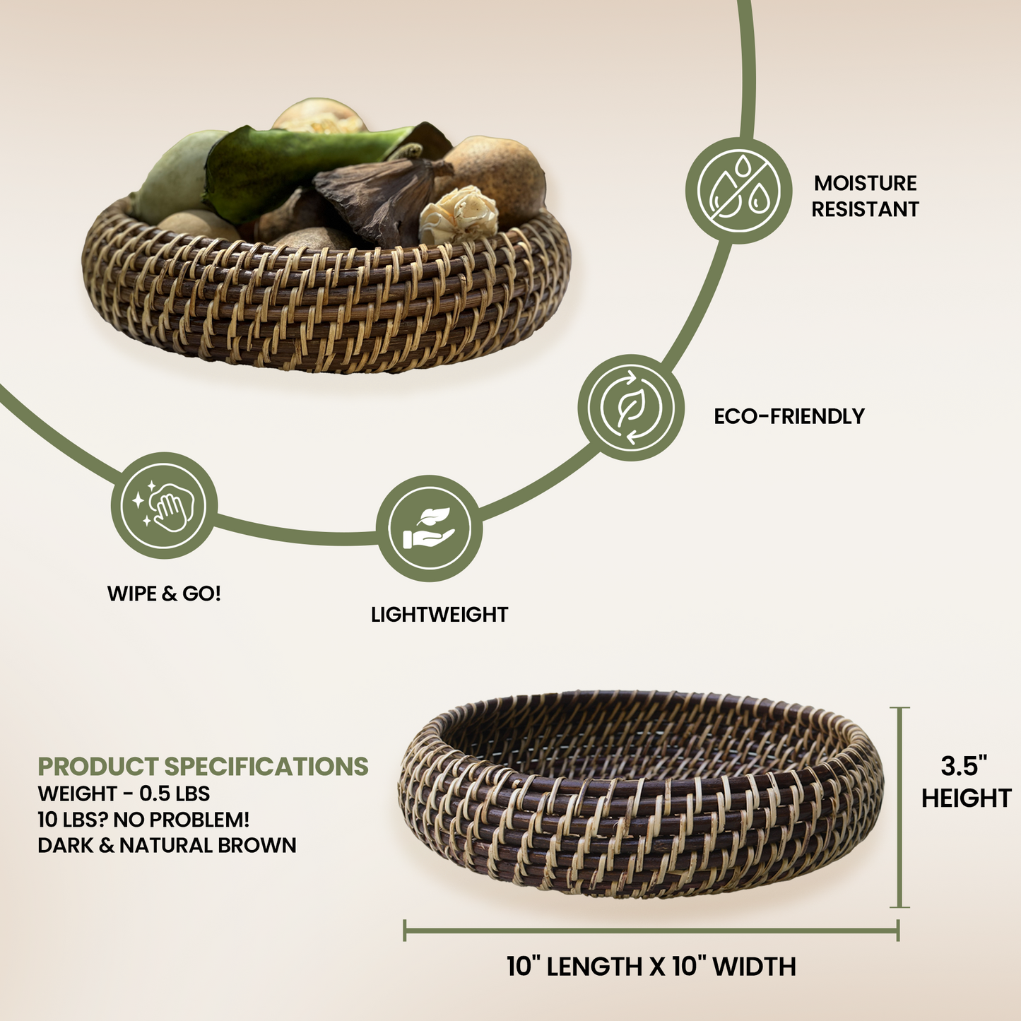 Rattan Apple Bowl