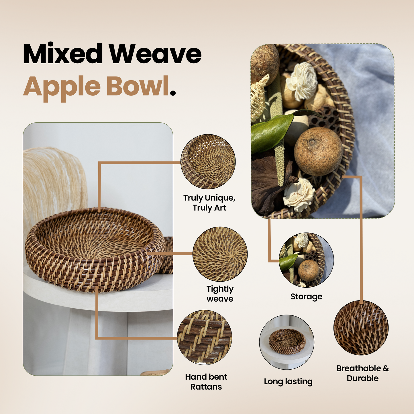 Rattan Apple Bowl