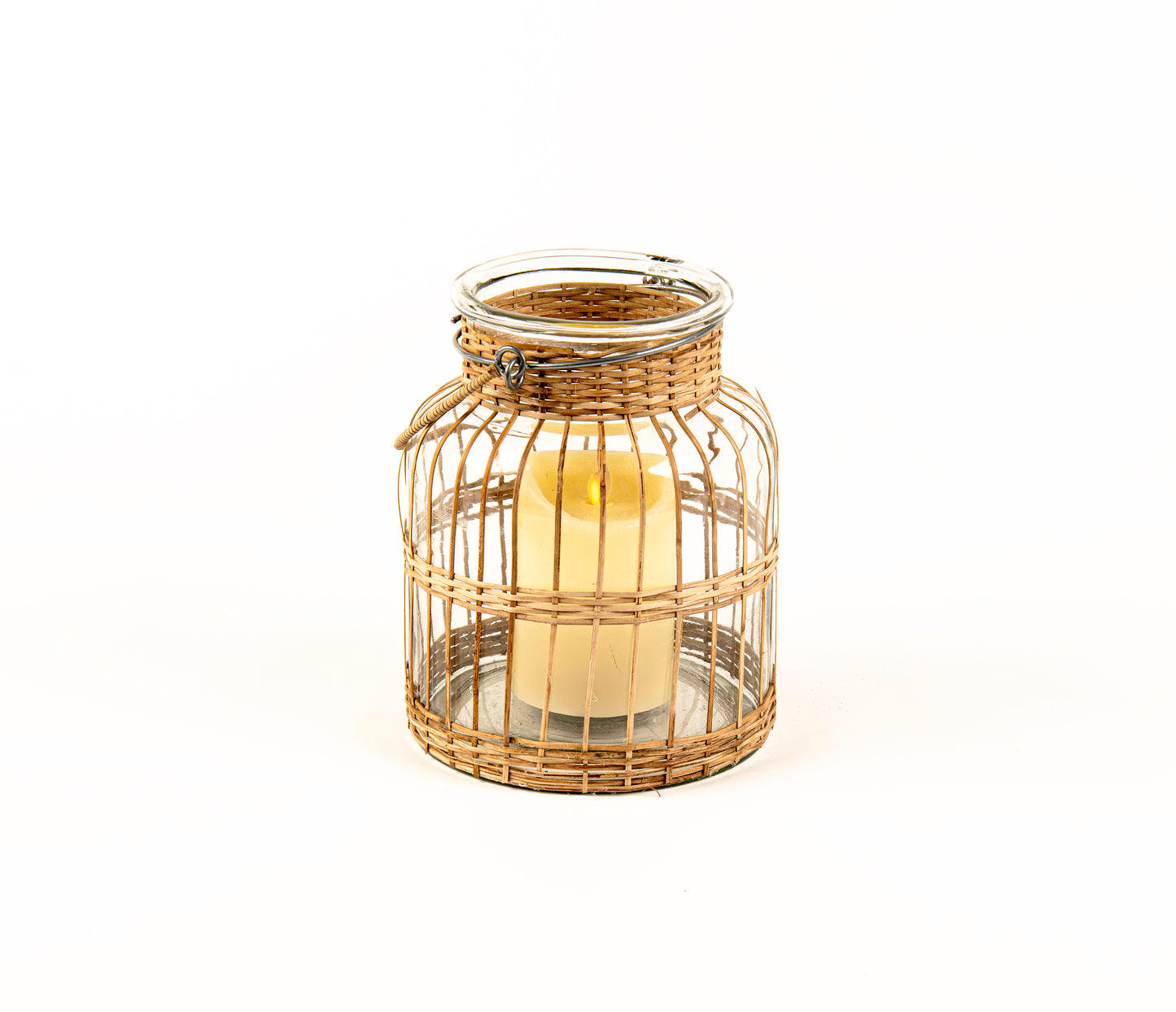 Glass with cane weaved votive